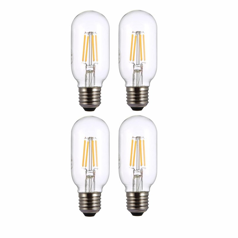 TEKLED® T45 Filament Vintage LED Bulbs | Tubular E27 Edison Screw | Energy Saving 4W Light Bulb 40W Equivalent | NONDIMMABLE Clear 2700K 470LM | 4-Pack | Warm White