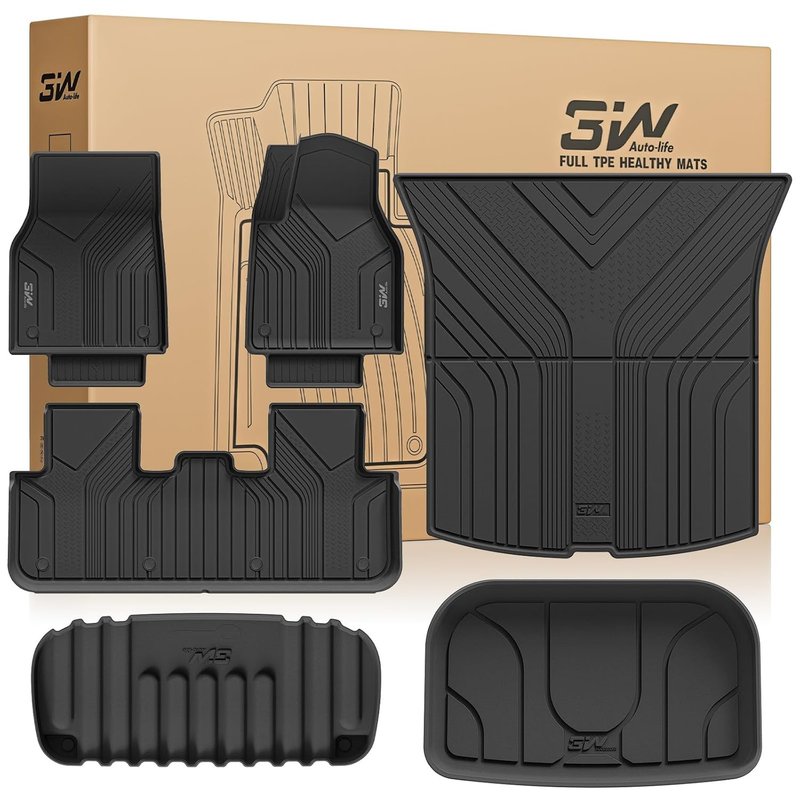 3W [RHD] 6 PCS Set Floor Mats & Boot Liner Fit for Standard Tesla Model Y 2026, All Weather Dog Friendly TPE Car Mats Anti-slip Heavy Duty Tesla Accessories