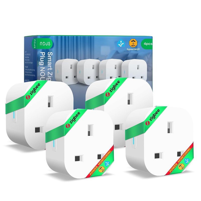 ZigBee Smart Plug 13A UK(ZigBee Hub Required) with Energy Monitoring, Voice Control, Timer & Schedule, Compatible with Alexa, Google Home, Home Assistant, Compact Design, 4 Pack