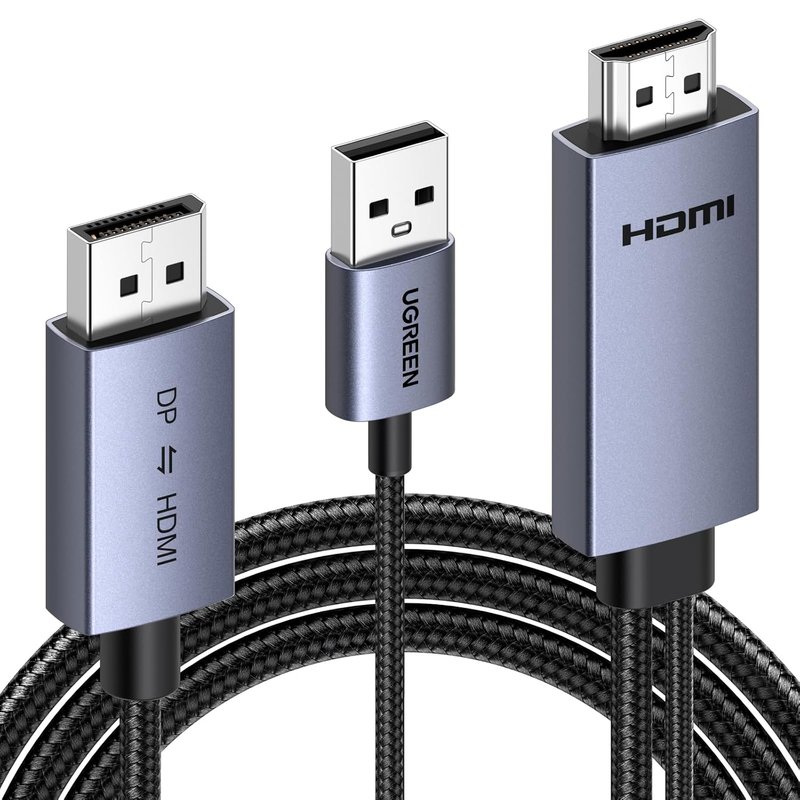 UGREEN Bi-directional HDMI to DisplayPort Cable 4K@60Hz 2K@144Hz 1080P@240/120Hz Active DP HDMI HDR HDCP Adapter Compatible for PS5 PS4 Xbox Switch Laptop PC DVD Player TV Graphic Card Monitor(2M)