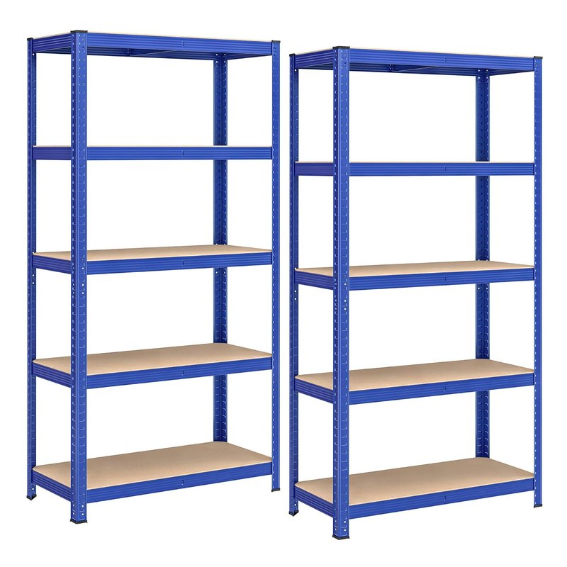 Songmics GLR040G02 Set of 2 Heavy Duty Shelving Units, Steel Shelving Unit, 5 Shelves, Screwless for Garage, Warehouse, Utility Room, Load Capacity 875 kg, 40 x 90 x 180 cm, Dove Grey