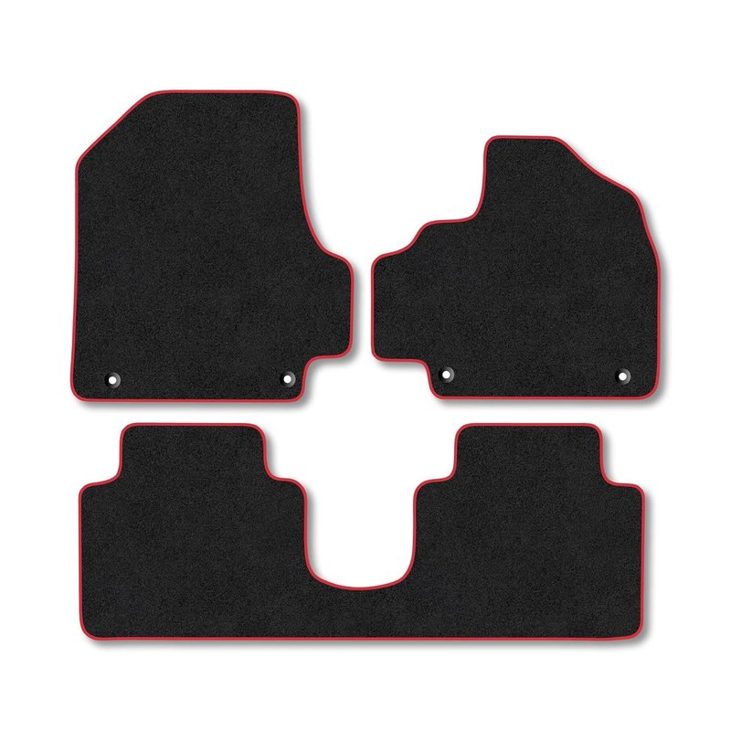 Hyundai Ioniq 5 (2021+) [Sliding Centre Console] Car Mats Accessories Tailored Fit Carpet Floor Mats Non Slip Red Trim Accessory Compatible Front Rear Set Anti Slip Backing Custom Fit Full Clips