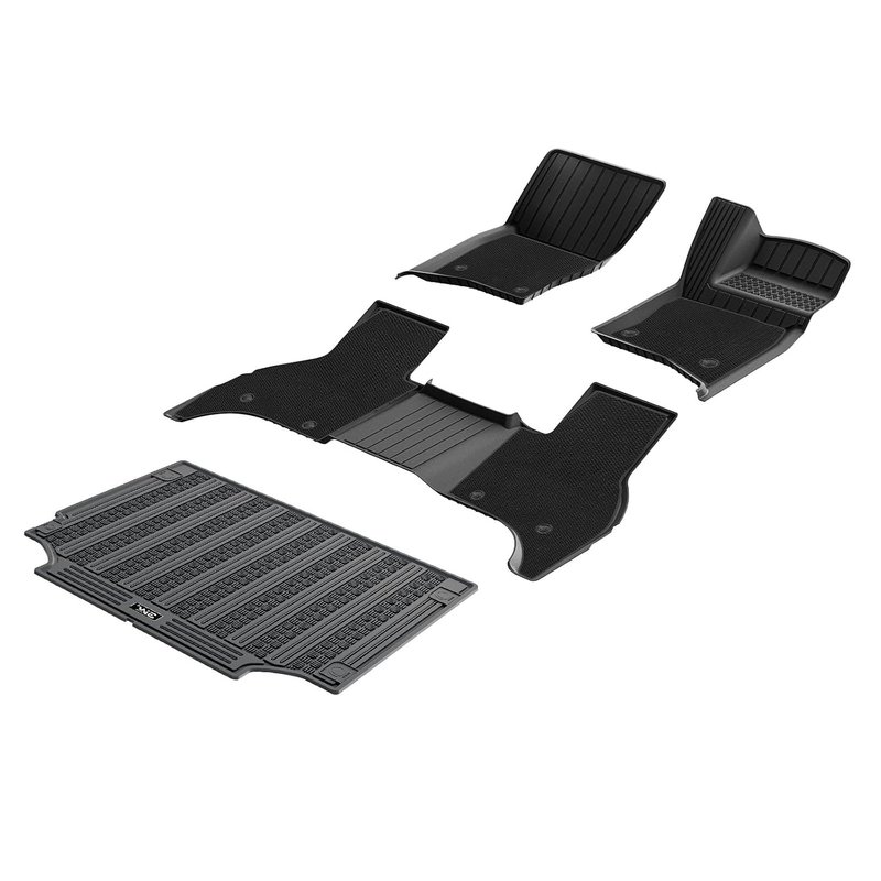 3W Double Layer Floor Mats & Boot Liner Fit for Land Rover Defender 110 2020-2026 (Only for 7 Seats), All Weather TPE Car Mats & Carpets for LR L663, Dog Friendly Heavy Duty Floor Liner Trunk Mat