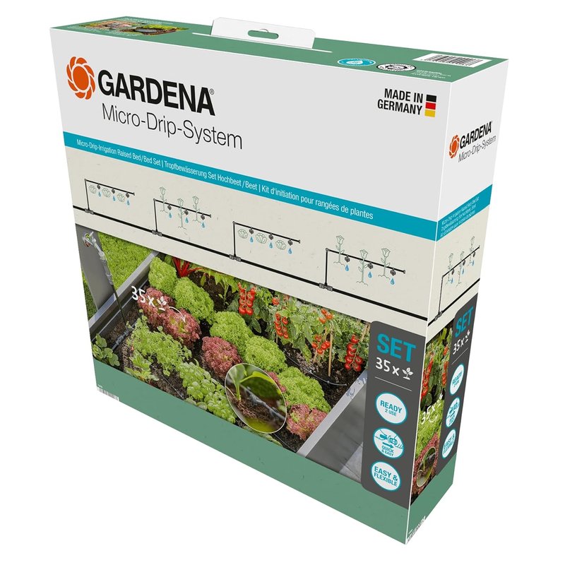 Gardena Micro-Drip-System Drip Irrigation Set Raised Bed/Bed (35 plants): Starter set, ready to use, water-saving irrigation system, simple & flexible connection technology (13455-20)