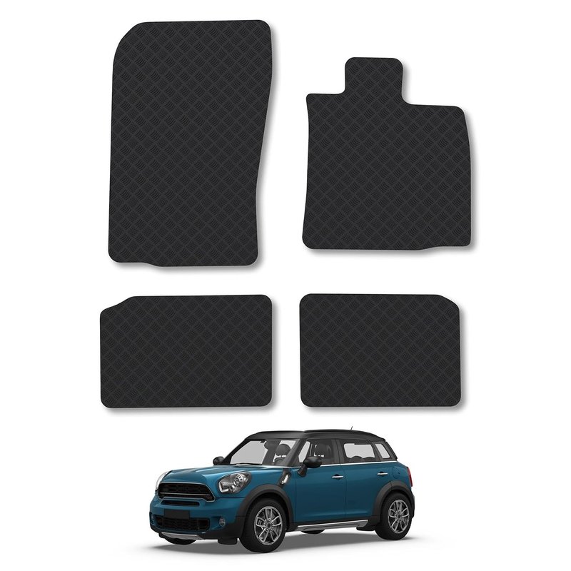 Mini Countryman (2010-2016) [R60] Rubber Car Mats Accessories Tailored Fit Compatible Accessory Waterproof Protection Non-Slip Floor Mats Full Coverage Durable Front Rear Set Coverage