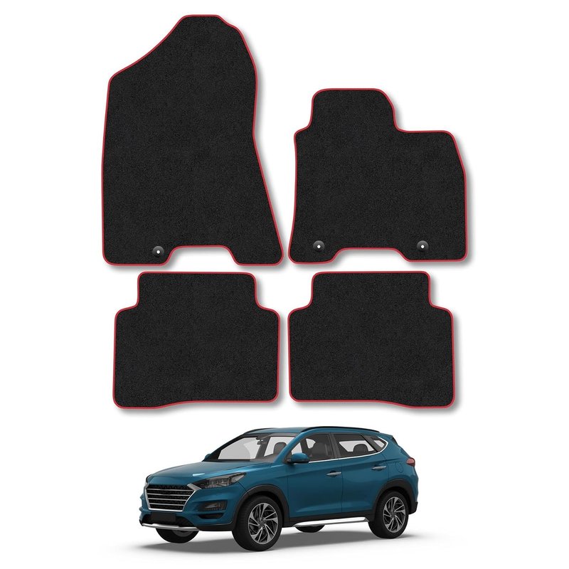Hyundai Tucson (2015-2021) [Hook Fixing] [NON-HYBRID] Car Mats Accessories Tailored Fit Carpet Floor Mats Non Slip Grey Trim Accessory Compatible Front Rear Anti Slip Full Coverage Granulated Backing