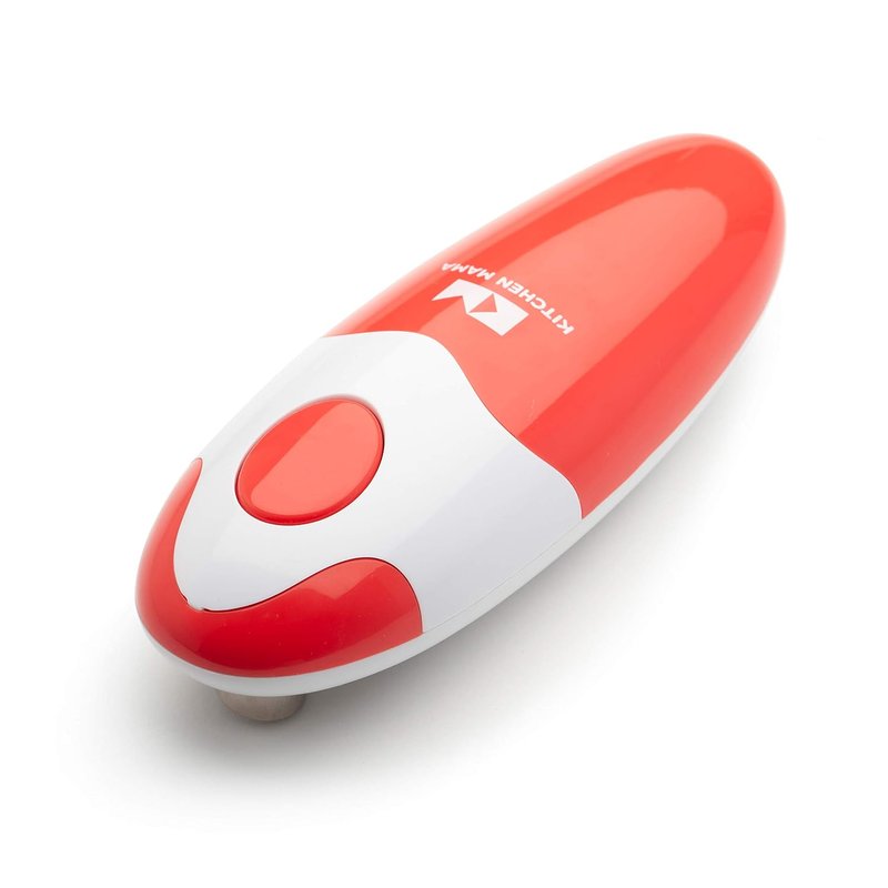 Kitchen Mama Auto Electric Can Opener : Open Your Cans with A Simple Press of Button - Automatic, Hands Free, Smooth Edge, Food-Safe, Battery Operated, YES You CAN (Red)