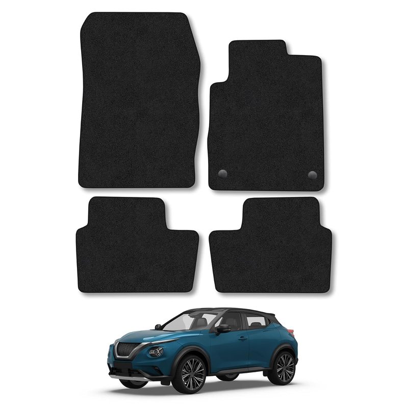 Nissan Juke (2019+) [F16 Facelift] Car Mats Accessories Tailored Fit Carpet Floor Mats Non Slip Black Trim Full Coverage Compatible Accessory Front Rear Set Anti Slip Granulated Backing Hand-Finished