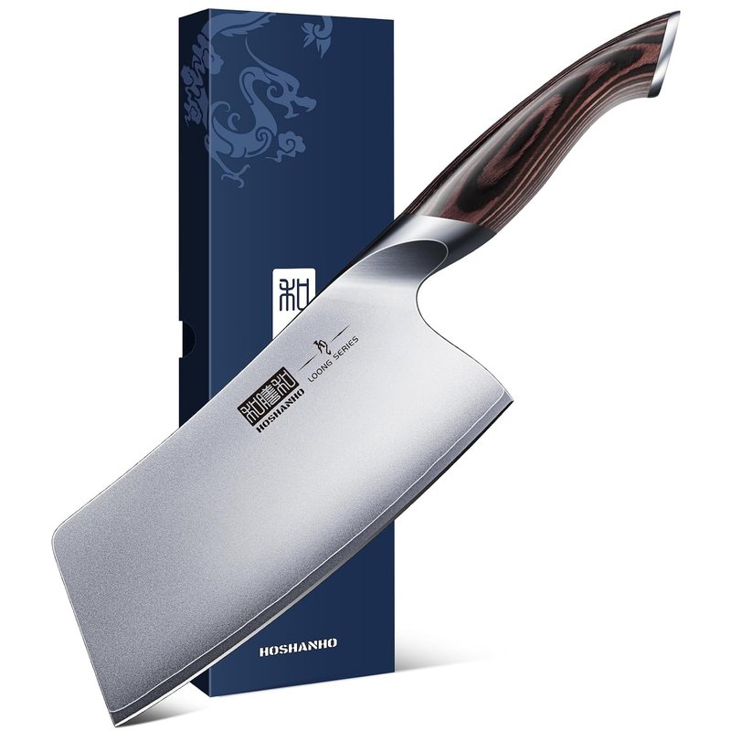 HOSHANHO Cleaver Knife 7 Inch, Ultra Sharp Japanese High Carbon Steel Vegetable Meat Cleaver, Multifunction Chopper Butcher Knife for Home Kitchen and Restaurant