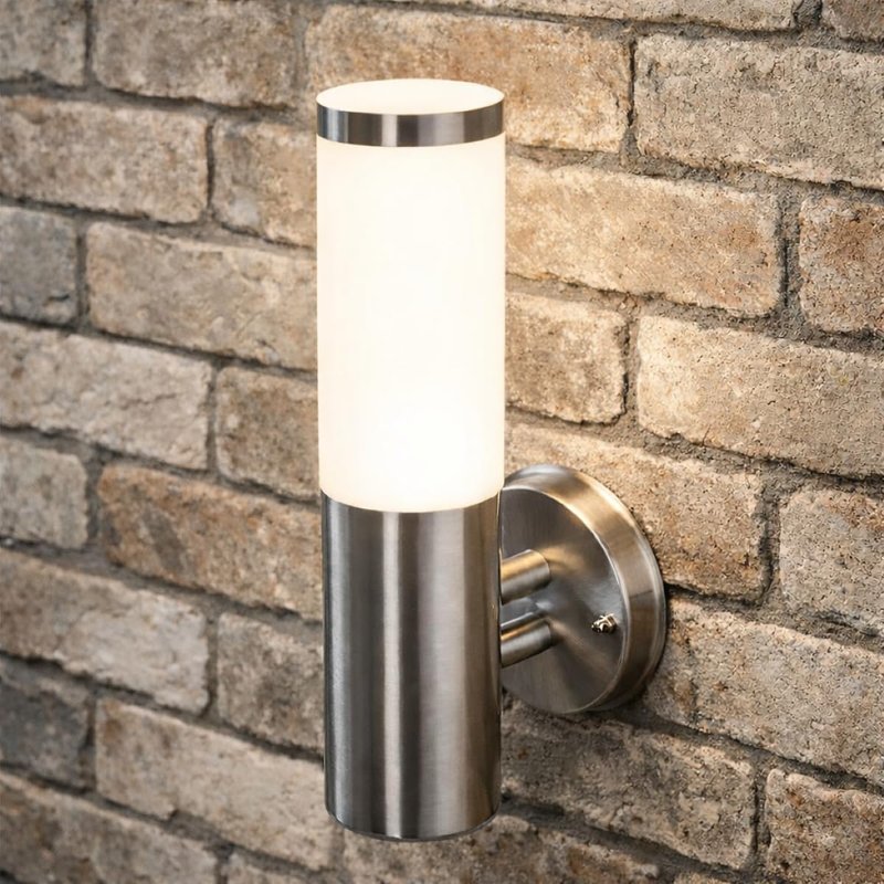 CGC Lighting Stainless Steel Silver Outdoor Outside Wall Light Indoor Garden Patio Porch Door Conservatory Decking Shed (Straight)
