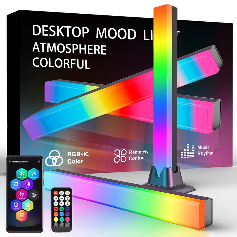 FUPT Entertainment Lighting, 2PCS Ambiance Gaming Lamp Sync with Music, Immersion Light Bar for TV, Room, Living Room