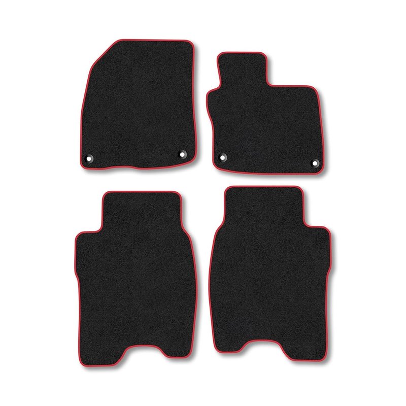 Car Mats Compatible With Honda Civic (2008-2012) Red Trim Carpet Tailored Fit Car Floor Mats Set Accessory Custom Fit Water-Resistant Anti Slip Backing All Weather Full Coverage With Clips