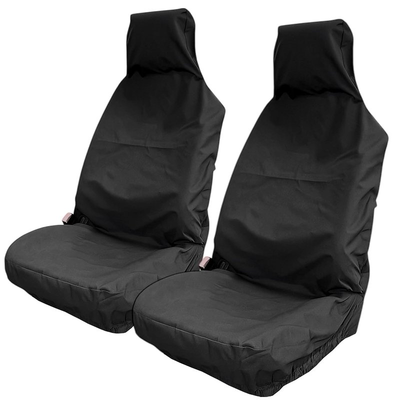 WYRELINE® 2PCS Extra Heavy Duty Car Seat Covers Front Pair - Universal Fit Black | Front Car Seat Cover Protectors | Durable And Easy Wipe Clean Waterproof Material (2 PACK)