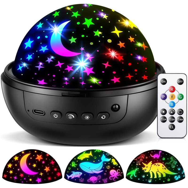 COOLNIGHT Night Light Projector for Bedroom, 93 Lighting & 3 Films Baby Sensory Lights, 360° Rotate & Timer & Dimmable Star Projector Plug in Night Light Kids,Light Up Sensory Toys for Autism