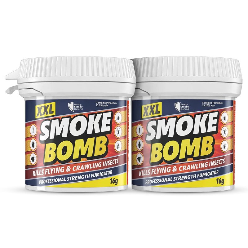 XXL Insect Smoke Bomb 16g (Pack of 2) Fast-Acting Formula for Fleas, Bed Bugs, Cockroaches, Ants and Spiders, Smoke Treatment for Homes, Rooms and Living Spaces, Non-Staining