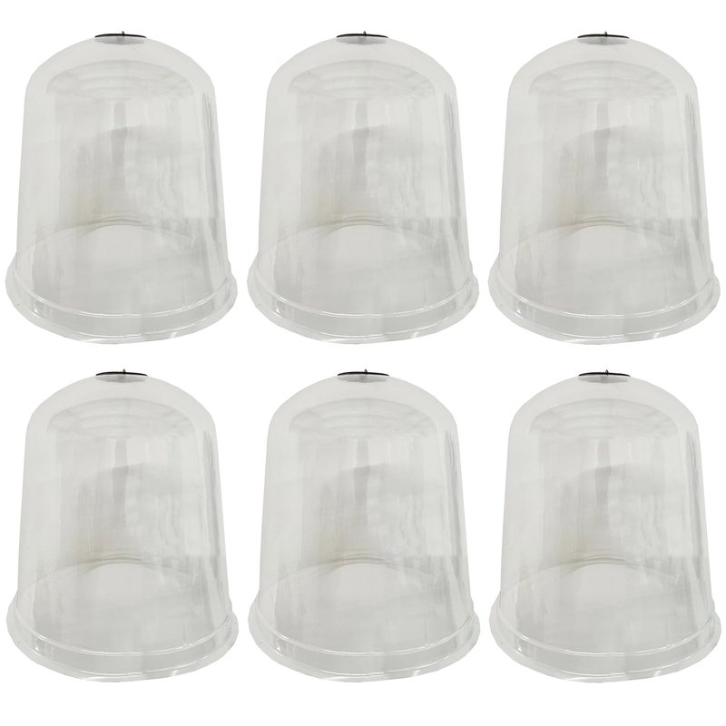 Selections Large Garden Plant Bell Cloche Plastic Covers with Ground Pegs Reusable Frost and Pest Protection (Pack of 6)
