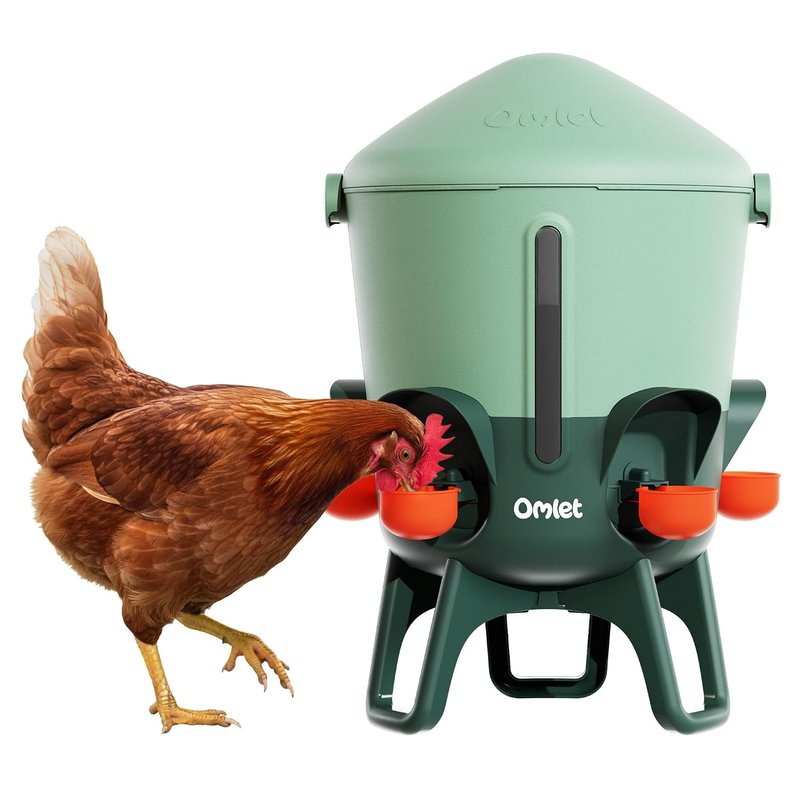 Omlet Insulated Chicken Drinker, 11 litres | Stay-Clean Automatic Water Dispenser for Chickens | BPA-Free | Anti-Roost Domed Lid | Includes 5 Cups & Nipples | Eglu Green