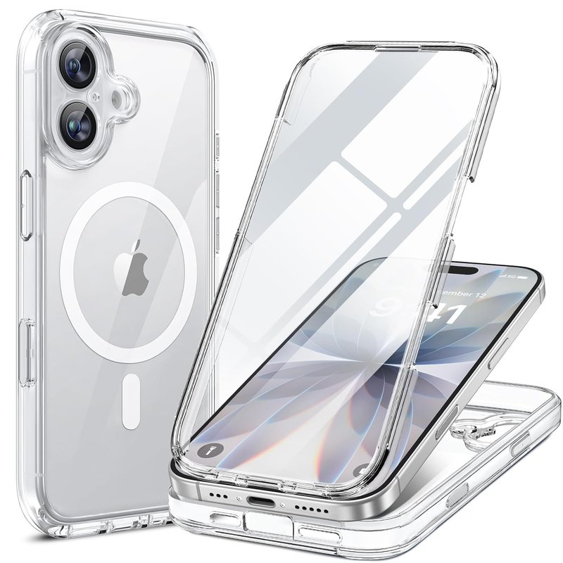 Miracase Magnetic Case for iPhone 17 Case, [Bubble Free] Built-in Glass Screen Protector+ [New Camera Control Button], Full Body Bumper Compatible with MagSafe, Drop Proof 17 Cover,6.3" (Clear)