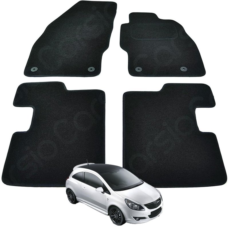 Vauxhall Corsa D & E (2006-2019) Car Mats UK-Made Tailored Fit Carpet Floor Mats Full Coverage Compatible Accessory Black Trim