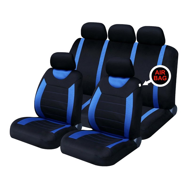 Sakura Car Seat and Headrest Covers Carnaby Blue SS5292 - Full Set Universal Size Elasticated Hems Side Airbag Compatible Washable Easy Fit