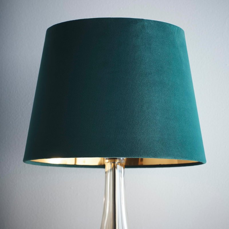 K LIVING Velvet Tapered Lampshade for Modern Table Lamps and Floor Lamps in Green | Traditional Cotton Textured Fabric Cone Light Shade for Ceiling Pendant | Lamp Shade for Calm Home Atmosphere (14")