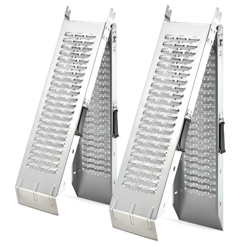 VonHaus Loading Ramp - 2 Van Ramps Heavy Duty - Folding Slope for Van, Motorbike, Quad Motorcycle - Portable Galvanised Steel Loading Rampway- 400kg Max Loading - H168 x W25 x D8cm