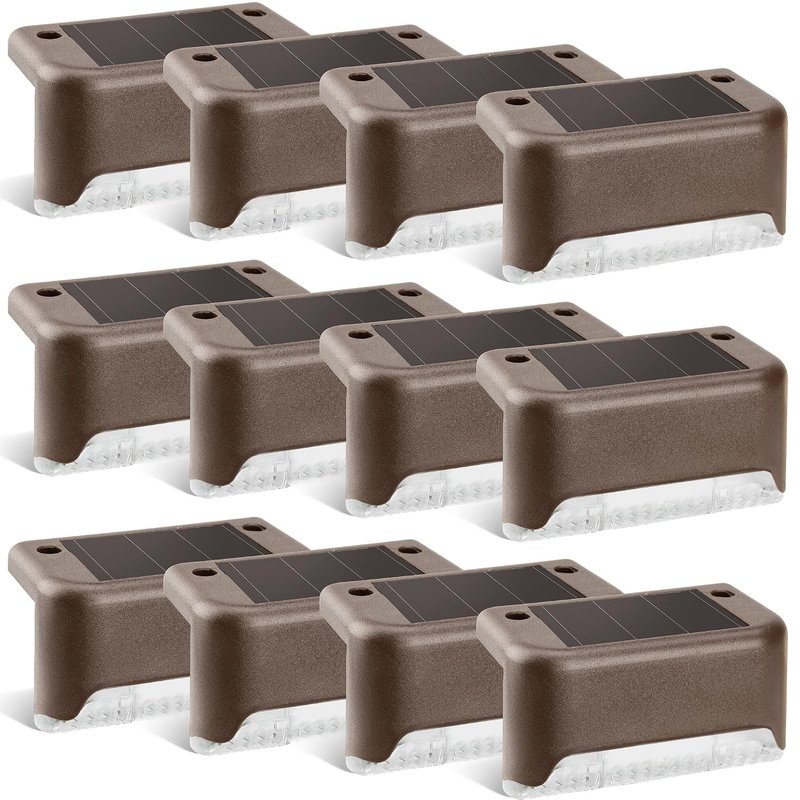 GIGALUMI Solar Deck Lights 12 Pcs Step Lights Bronze Solar Fence Lights Waterproof for Outdoor Pathway, Yard, Patio, Stairs, Step and Fences. (Bronze, Warm White)
