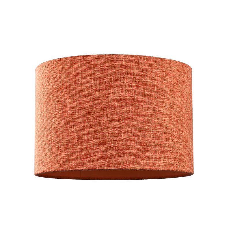 Contemporary and Sleek 12 Inch Rustic Orange Linen Fabric Drum Lamp Shade 60w Maximum | 30cm Diameter | for Table Lamp or Pendant by Happy Homewares