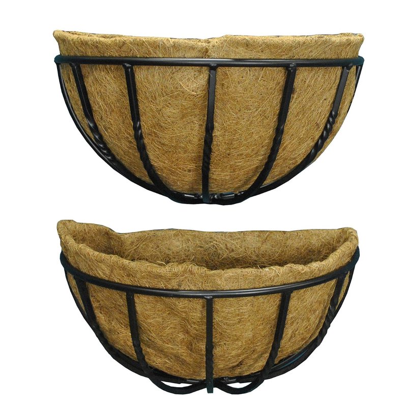 Selections Garden Black Metal Wall Basket Manger Trough Hayrack Planters (40cm) - Pack of 2