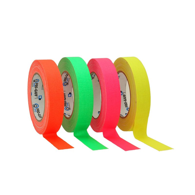 ProTapes/Permacel 24mmx25 yard Fluorescent Gaffer Cloth Tape - Green/Orange/Pink/Yellow