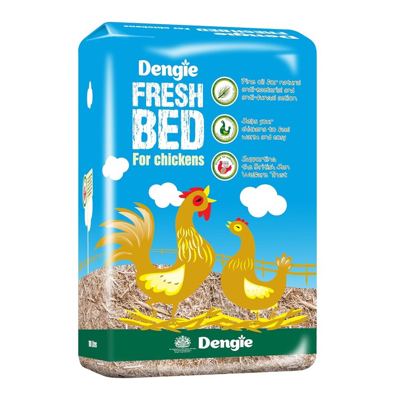 Dengie Fresh Bed for Chickens Great Value 100 Litre Bale - Chopped Dust Extracted Straw Bedding for Poultry - Includes Pine Oil - Compostable Bedding