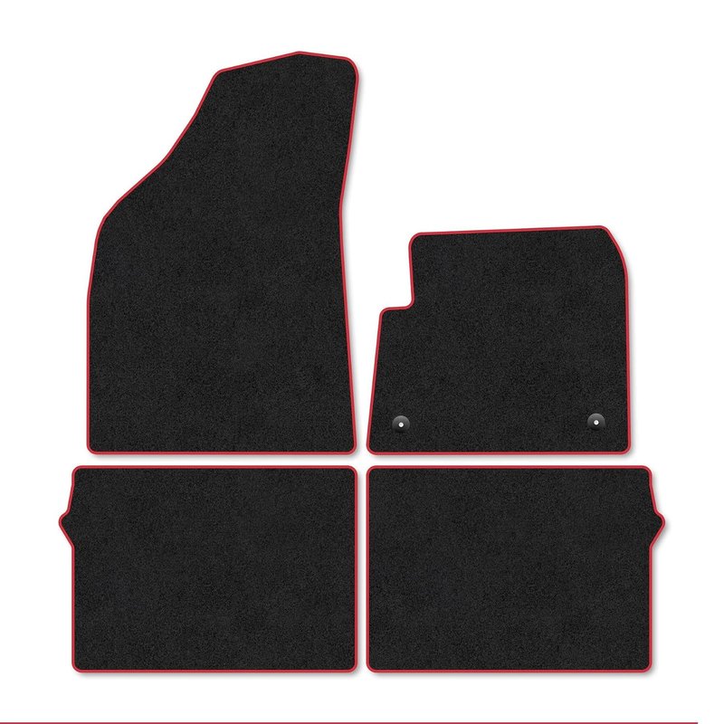 Vauxhall Frontera [Electric] (2025+) Car Mats Accessories Tailored Fit Carpet Floor Mats Non Slip Red Trim Full Coverage Compatible Front Rear Set Anti Slip Granulated Backing Hand-Finished Clips