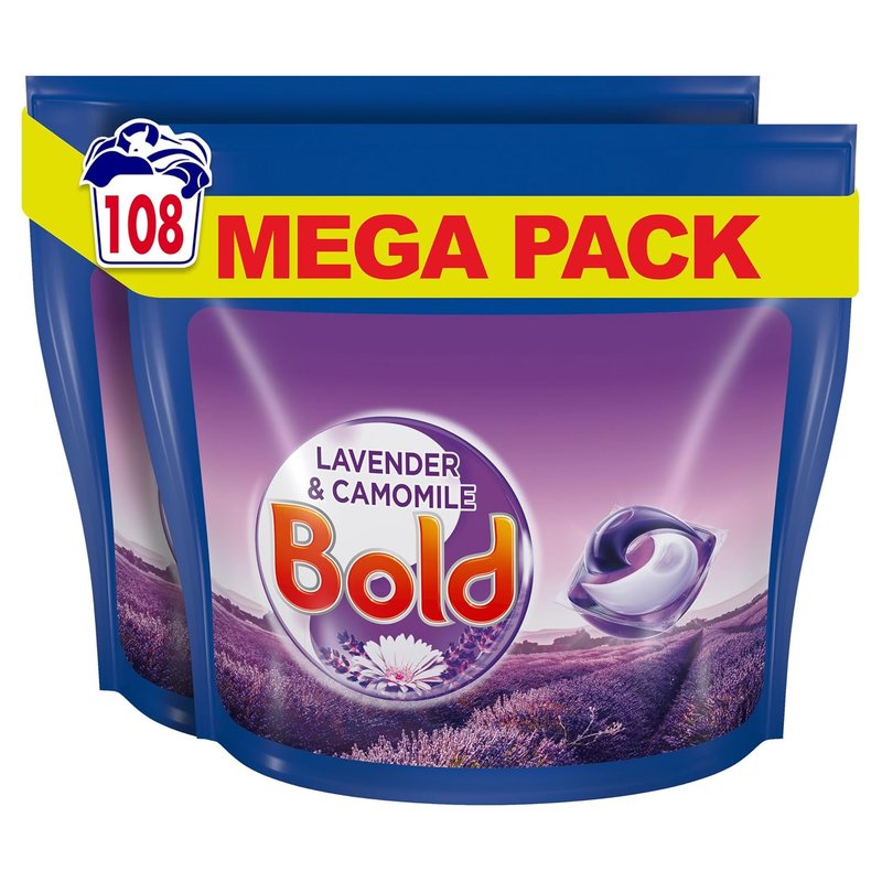Bold All-in-1 PODS® Laundry Capsules, 108 Washes (54 x 2), Lavender & Camomile – Brilliant Cleaning with Built-in Fabric Softener