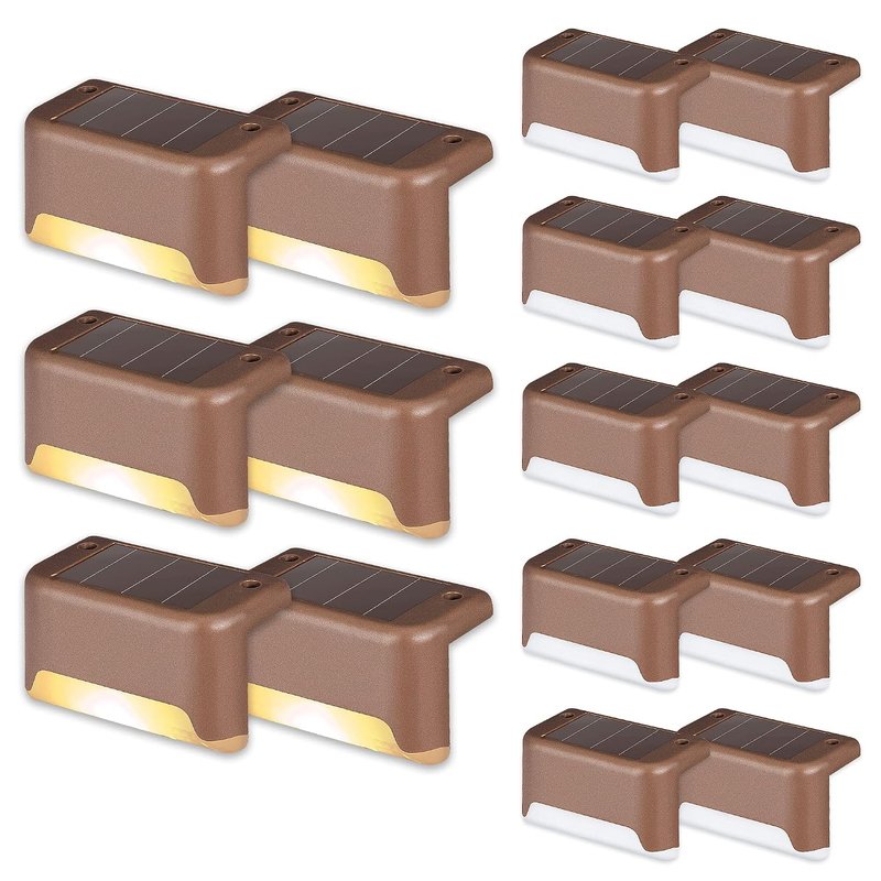 GIGALUMI Solar Deck Lights 16 Pcs Step Lights Bronze Solar Fence Lights Waterproof for Outdoor Pathway, Yard, Patio, Stairs, Step and Fences. (Warm White)