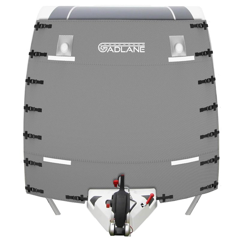GADLANE Caravan Front Cover - Caravan Front Towing Cover Protector with High Visibility LED Lights & Reflective Strips, Waterproof, Fits Most Caravans - Includes Storage Bag (Grey)