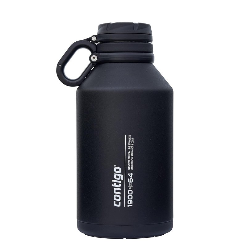 Contigo Grand stainless steel drinks bottle, 100 % leakproof, extra large water bottle with wide screw-top lid, keeps drinks cold for up to 30 hours, premium outdoor insulated bottle, 1900 ml