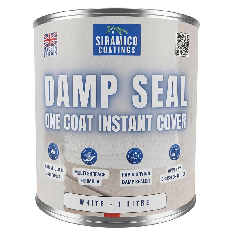 SIRAMICO COATINGS The Dampseal One Coat | 1 Litre I Seals Damp And Mould Stains In One Coat By Brush Or Roller (White)