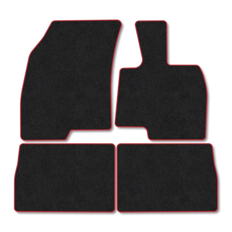Jaecoo 7 Petrol (2024+) Car Mats Tailored Fit Carpet Floor Mats Non Slip Red Trim Full Coverage Compatible Accessory Front Rear Set Anti Slip Granulated Backing Hand-Finished Clips