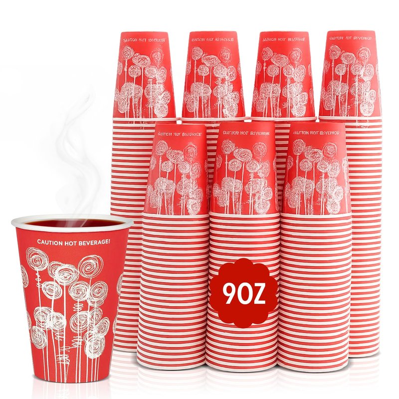 RAP Gloves 9oz Disposable Paper Cups Single Wall – 1000 Count (50 Cups x 20 Packs per Case) | Red | Hot & Cold Beverage Cups for Coffee, Tea, Juice, Party, Office & Catering