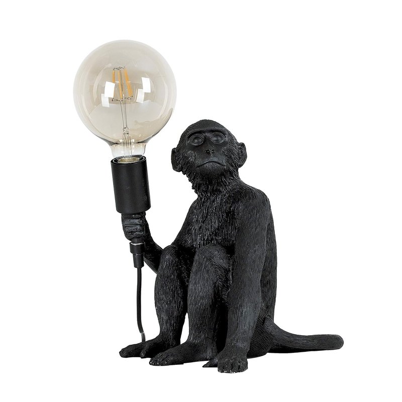 MiniSun | Modern Black Painted Monkey Design Table Lamp | Table Lamps, Home Décor & Improvement Essential | Includes 6W LED Bulb [2700K Warm White]