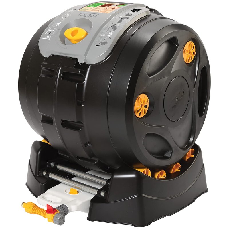 HOZELOCK | Easymix 2-in-1 Composter | Rotating Composter with 100 Litre Capacity | Mixing 3x Faster than Standard Composters (8 Weeks) | Compost Juice Collection Container, black