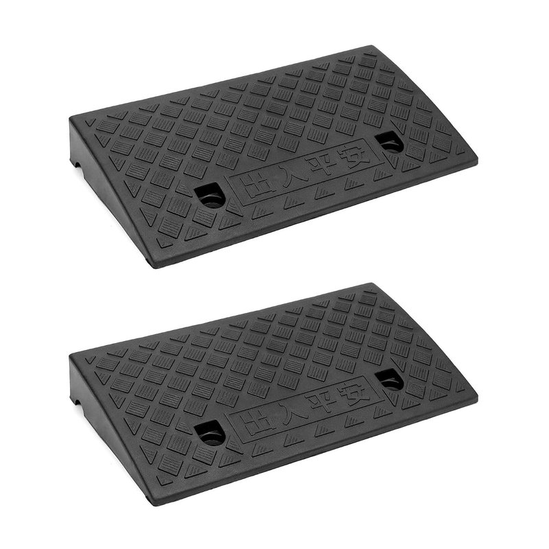 QWORK® 2PCS Plastic Curb Ramps, Door Ramp, Threshold Ramps, For Wheelchairs, Motorcycle, 49x27x7 cm