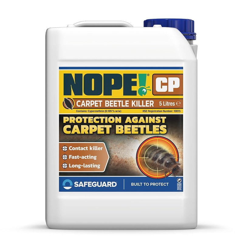 NOPE! CP Carpet Beetle Killer Spray -5L - Fast Acting, Odourless and Stainless Carpet Beetle Treatment for home use.