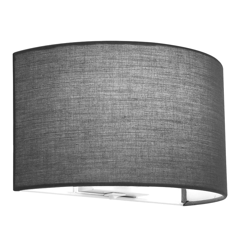 HARPER LIVING Indoor Wall Light with Switch, 1xE27 ES Wall Wash Lighting with Grey Semi-Circle Fabric Shade, Up and Down Wall Sconce Lamp, Ideal for Bedroom, Living Room, Hallway, Hotel