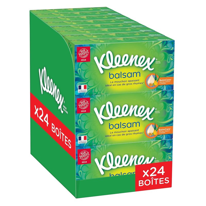 Kleenex 3392451 Balsam Tissues Pack of 24 Boxes of Paper Enriched with Calendula Balm