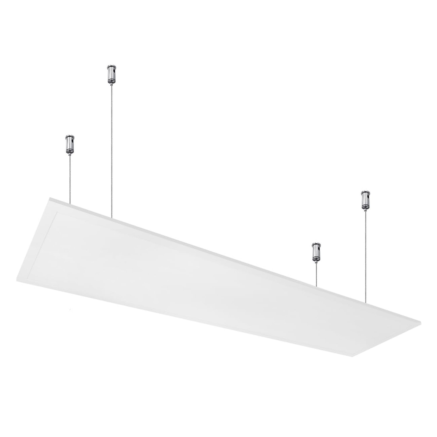 G.W.S® Premium 42W Ultra Slim White Frame 1195mmx295mm (4'x1') Rectangular LED Suspended Flat Panel Light Office Ceiling Light Day White, 1.5M Wire Kit Included