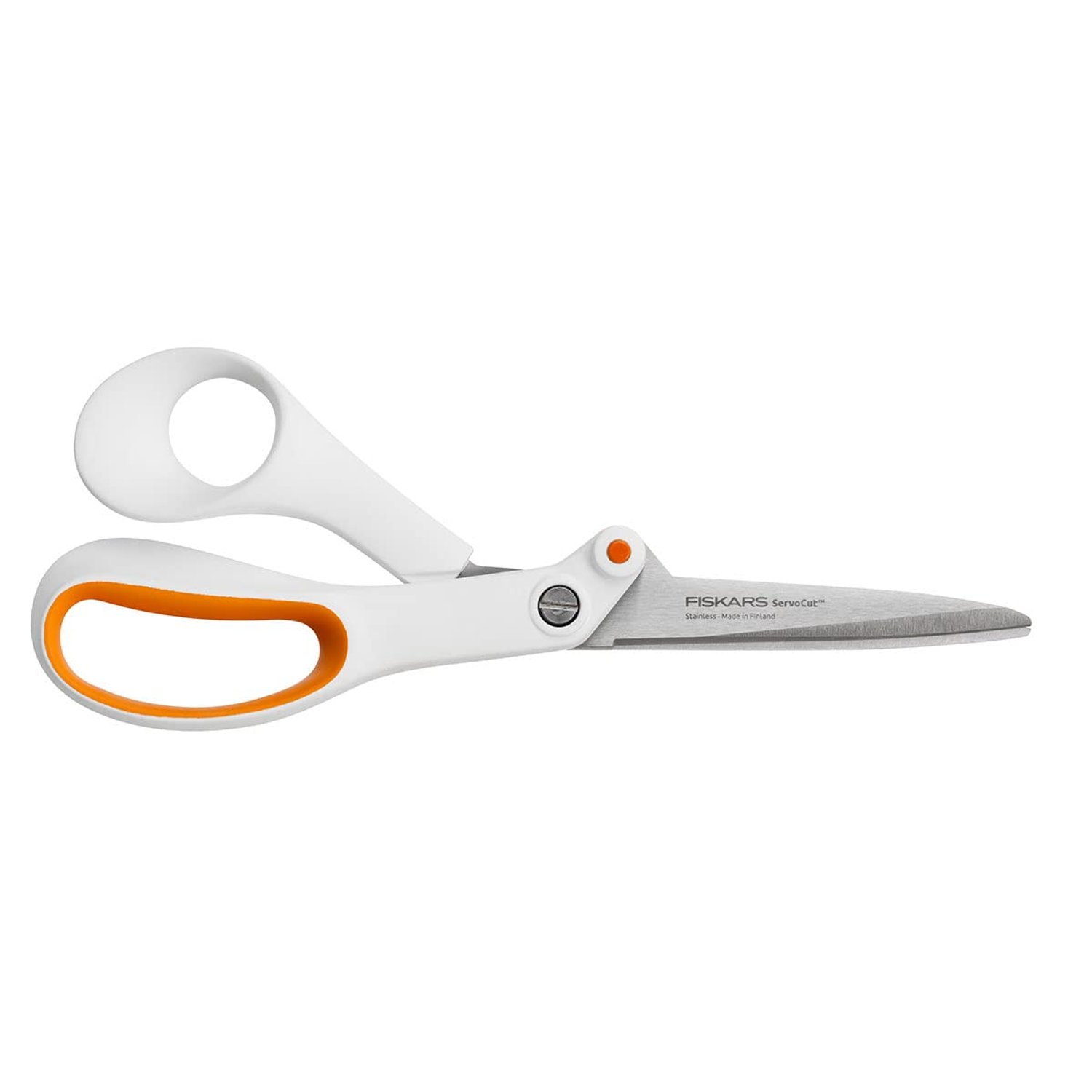 Fiskars Amplify Razor Edge, All Purpose Scissors, Length: 21 cm, Stainless Steel Blade/Plastic Handles, White/Orange, 1005223