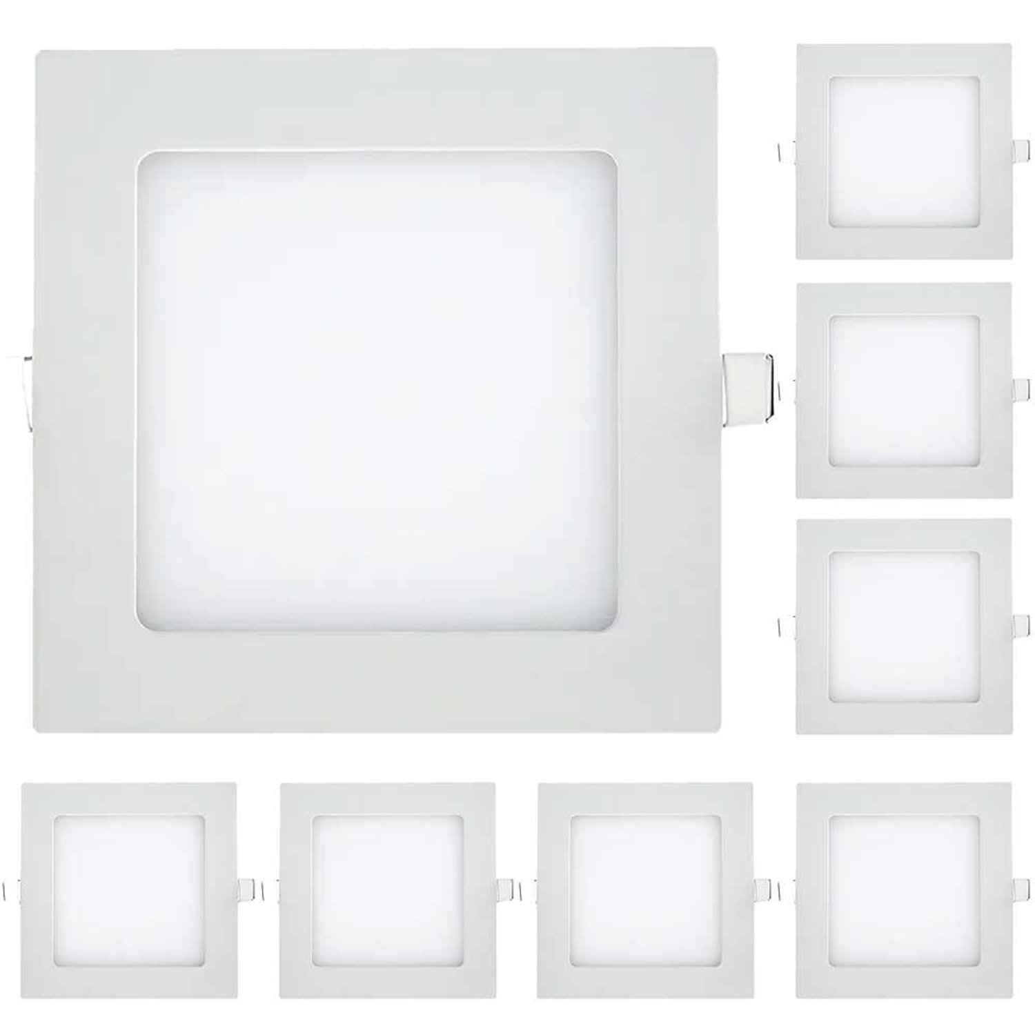 Manningham Lighting 10x Modern Square Recessed 6W LED Ceiling Lights AC 220 240V Cool White 6500K Lamp Living Room Bedroom Kitchen Balcony Hallway Energy Saving Bright (10x Lights)