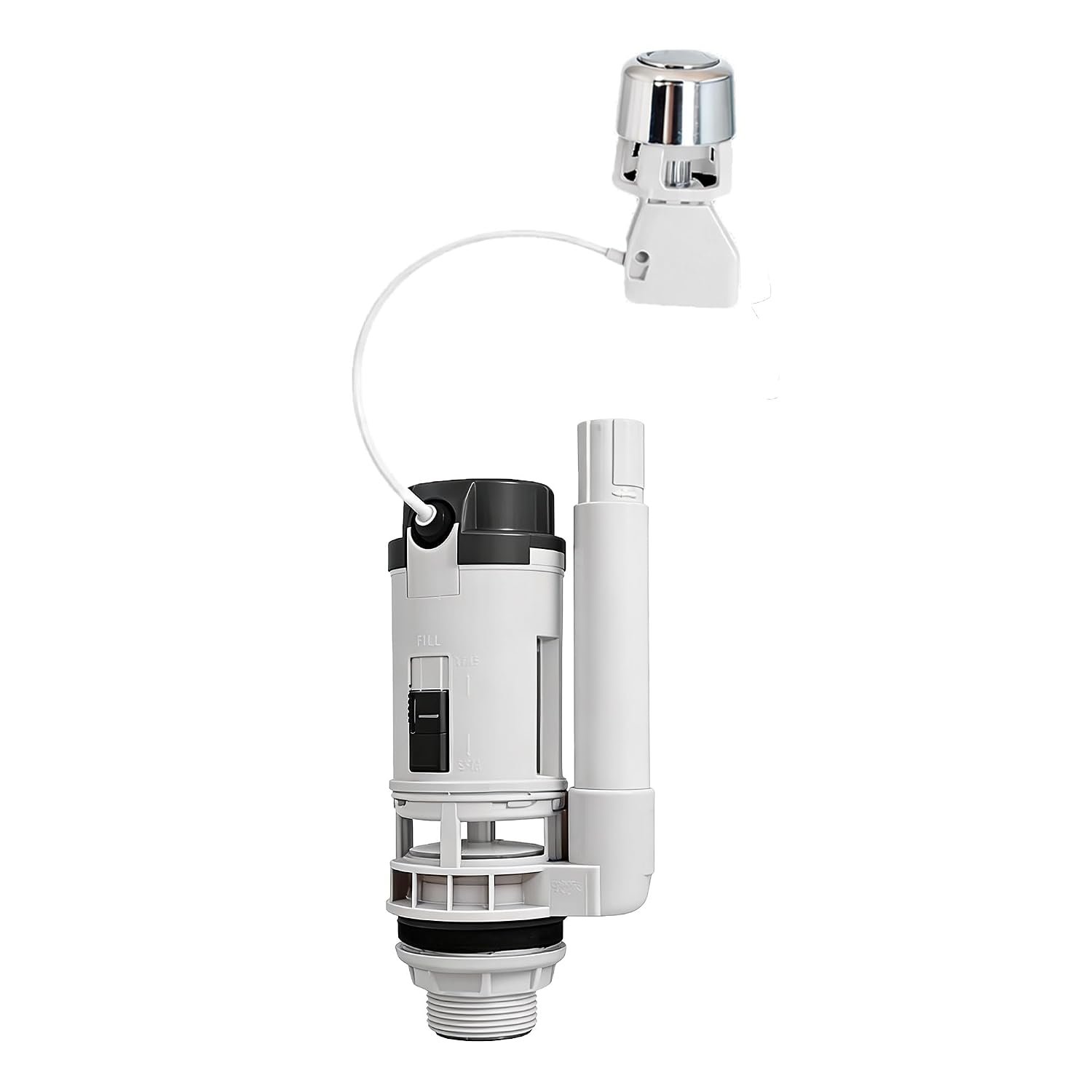 Fluidmaster PRO550LC Pro Button Cable Dual Flush Valve, 550mm Long Dual Flush Cable Valve for Concealed Cisterns, Top or Front Push Buttons, 1½″ & 2″ Outlet Fit, White