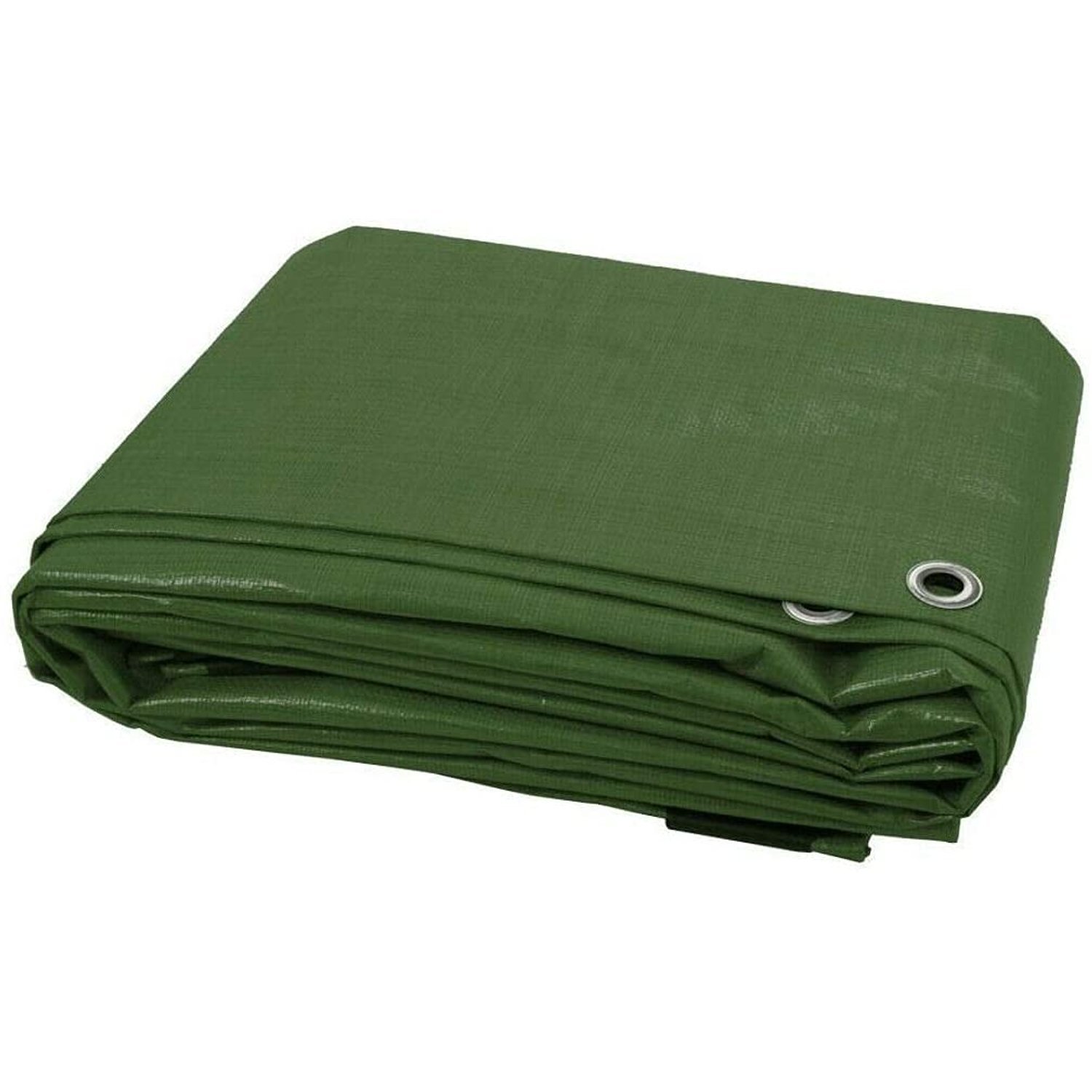 6 x 10 m Green Tarpaulin Waterproof Heavy Duty Tarp Sheet Cover, Groundsheet - Waterproof, Weatherproof, Frost-Resistant, UV Protection, Universal, Multipurpose, Reinforced Eyelets